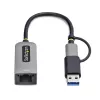 StarTech.com 2,5GbE USB-C uz Ethernet adapteris ar USB-A pārveidotāju, NBASE-T NIC, USB 3.0 Type-C 2,5/1G vairāku ātrumu tīkla, Thunderbolt saderīgs, Windows un Mac