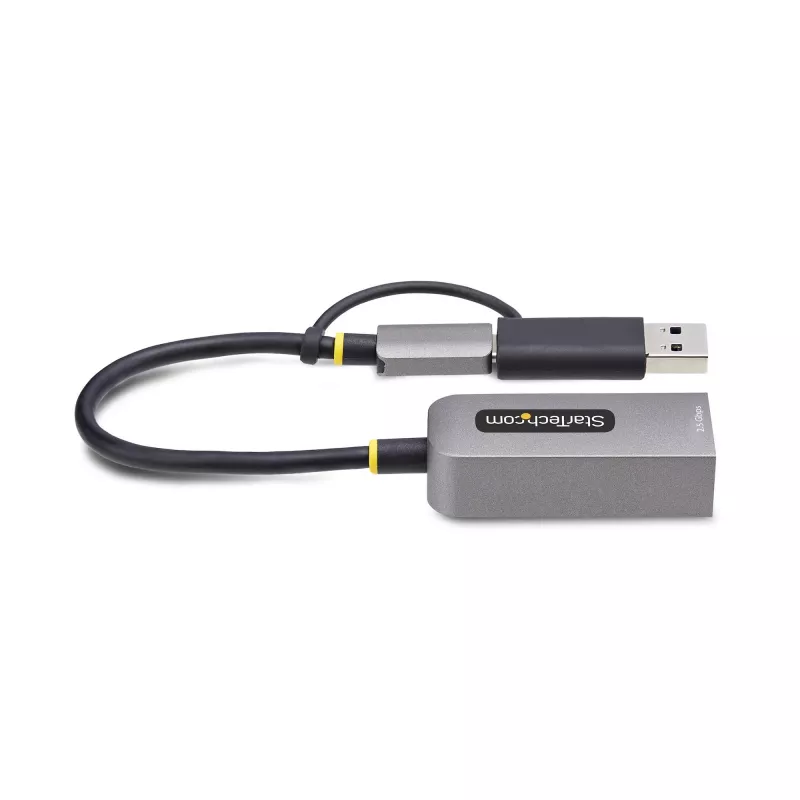 StarTech.com 2,5GbE USB-C uz Ethernet adapteris ar USB-A pārveidotāju, NBASE-T NIC, USB 3.0 Type-C 2,5/1G vairāku ātrumu tīkla, Thunderbolt saderīgs, Windows un Mac
