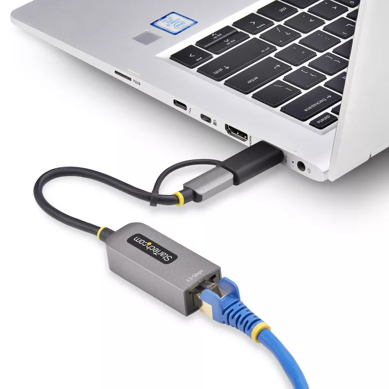 StarTech.com 2,5GbE USB-C uz Ethernet adapteris ar USB-A pārveidotāju, NBASE-T NIC, USB 3.0 Type-C 2,5/1G vairāku ātrumu tīkla, Thunderbolt saderīgs, Windows un Mac