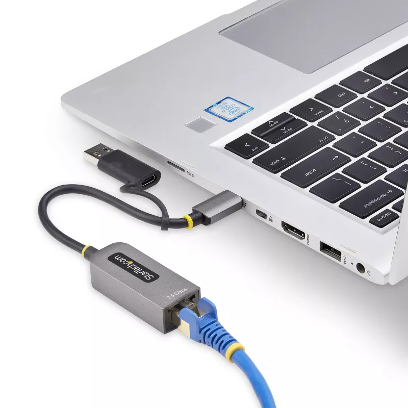 StarTech.com 2,5GbE USB-C uz Ethernet adapteris ar USB-A pārveidotāju, NBASE-T NIC, USB 3.0 Type-C 2,5/1G vairāku ātrumu tīkla, Thunderbolt saderīgs, Windows un Mac