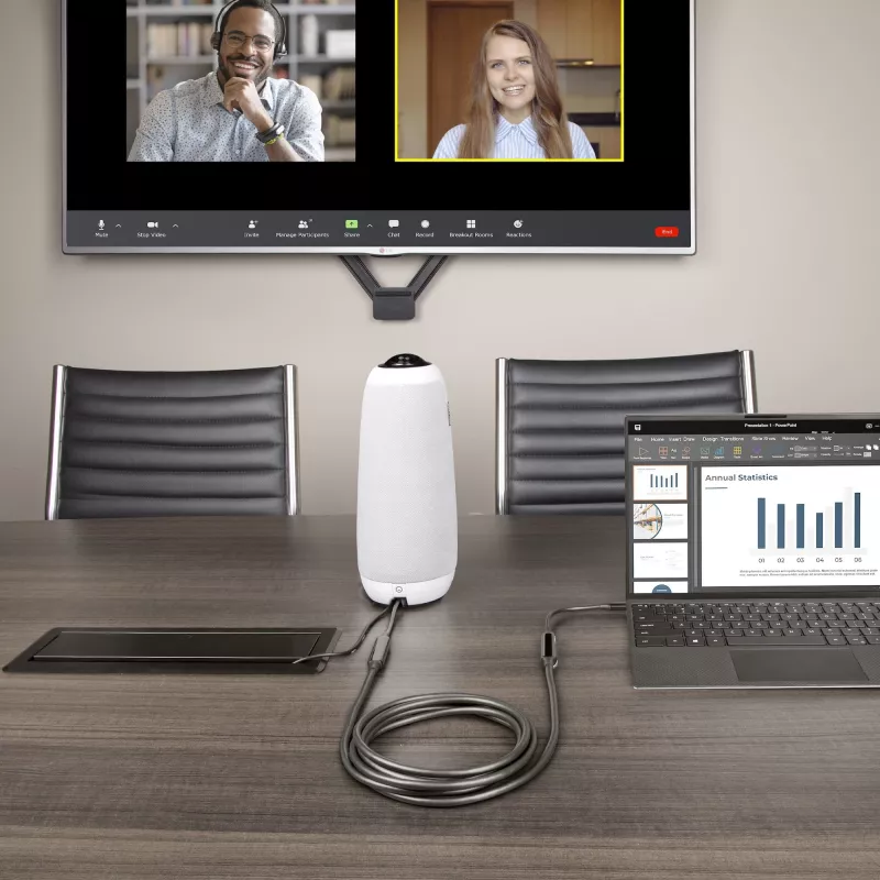 StarTech.com 3 m (10 pēdu) aktīvs USB-C kabelis, USB 3.2 Gen 2 10 Gbps, garš USB Type-C datu pārraides kabelis, 60 W barošanas padeve, 8K 60 Hz, DP 1.4 alternatīvais režīms ar HBR3/HDR10/MST/DSC 1.2/HDCP 2.2 — USB C uz C kabelis
