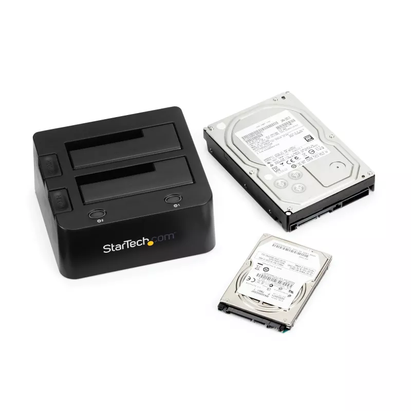 StarTech.com Divu nodalījumu USB 3.0 uz SATA un IDE cieto disku dokstacija, USB cieto disku doks, ārēja 2,5/3,5 collu SATA I/II/III un IDE (40 kontaktu) SSD/HDD dokstacija, karstās nomaiņas cieto disku nodalījumi, augšējās ielādes