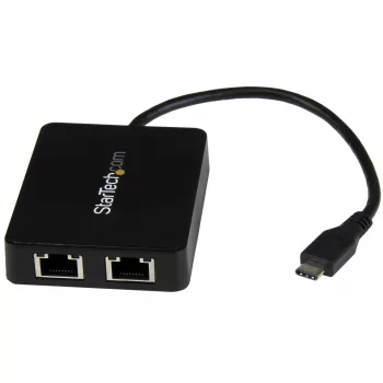 StarTech.com USB-C uz divu Gigabit Ethernet adapteri ar USB (Type-A) portu