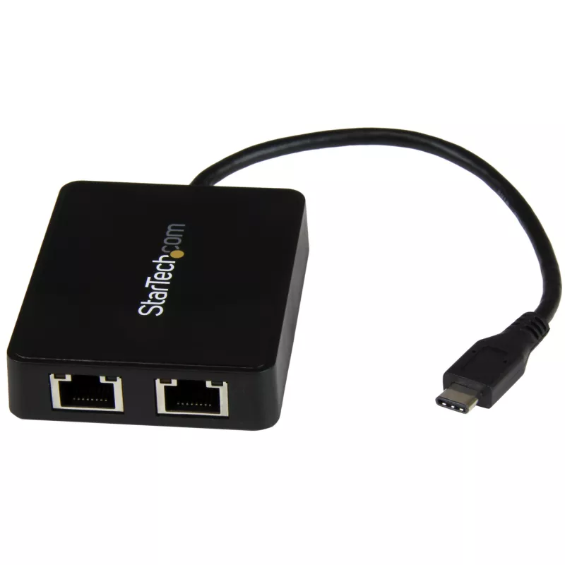 StarTech.com USB-C uz divu Gigabit Ethernet adapteri ar USB (Type-A) portu