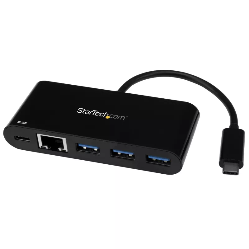 StarTech.com USB-C uz Ethernet adapteris ar 3 portu USB 3.0 centrmezglu un strāvas padevi