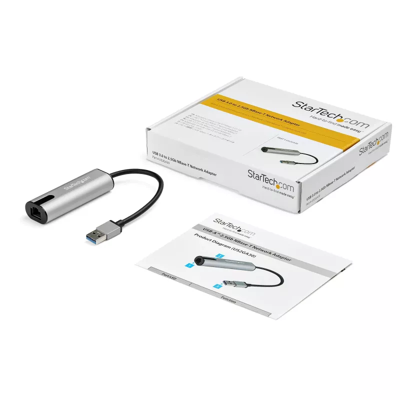StarTech.com 2.5GbE USB A uz Ethernet adapteris - NBASE-T NIC - USB 3.0 Type A 2.5 GbE /1 GbE vairāku ātrumu Gigabit tīkls - USB 3.1 klēpjdatora pieslēgšanai RJ45/LAN - Lenovo X1 Carbon, HP EliteBook/ ZBook