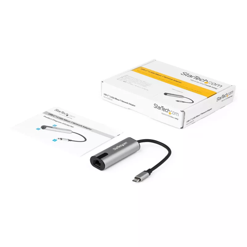 StarTech.com 2.5GbE USB C uz Ethernet adapteris NBASE-T NIC - USB 3.0 Type C 2.5/1 Gigabitu/100 Mbps vairāku ātrumu tīkla/ USB 3.1 klēpjdatora uz RJ45/LAN Thunderbolt 3 saderīgs/MacBook Pro Surface