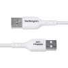 StarTech.com 2 m USB-A uz USB-C uzlādes kabelis, uzlāde un sinhronizācija, 3A, USB 2.0, TPE apvalks – balts USB uzlādes vads
