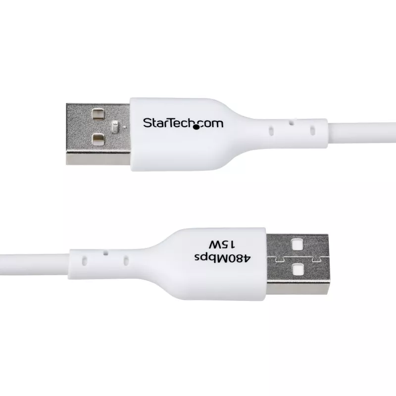 StarTech.com 2 m USB-A uz USB-C uzlādes kabelis, uzlāde un sinhronizācija, 3A, USB 2.0, TPE apvalks – balts USB uzlādes vads