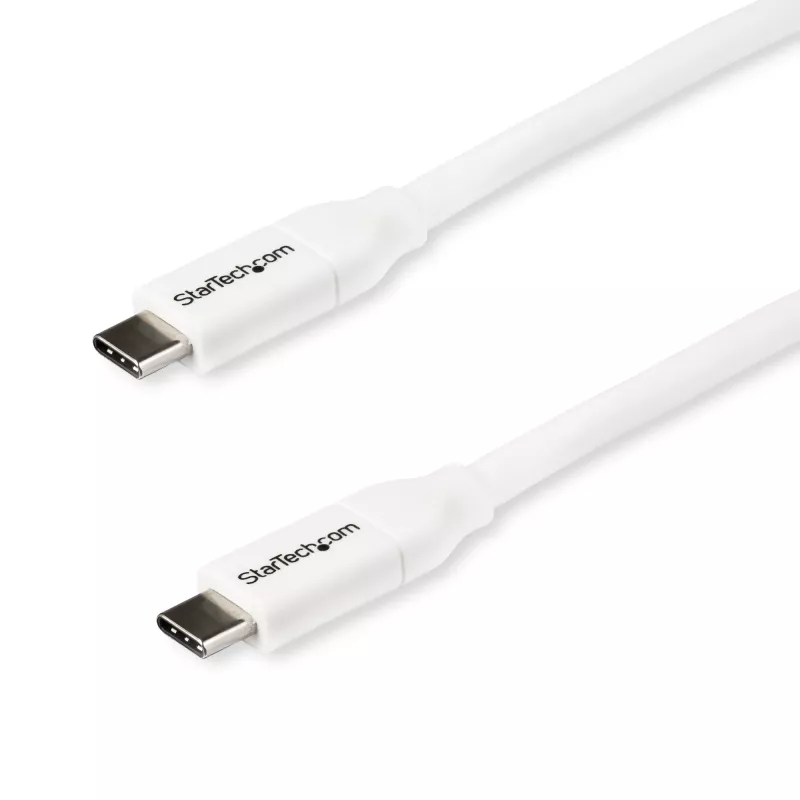 StarTech.com USB-C–USB-C kabelis ar 5 A PD – vīr./vīr. – balts – 2 m (6 pēdas) – USB 2.0 – USB-IF sertificēts