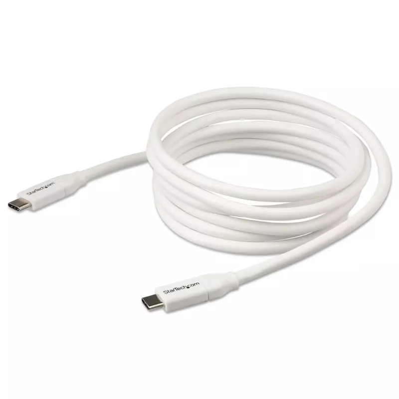 StarTech.com USB-C–USB-C kabelis ar 5 A PD – vīr./vīr. – balts – 2 m (6 pēdas) – USB 2.0 – USB-IF sertificēts