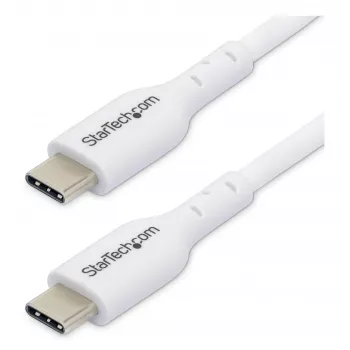 StarTech.com 2 m (6,6 pēdu) balts USB-C uzlādes kabelis, USB C kabelis, USB 2.0 Type-C klēpjdatora lādētāja vads, 60 W 3 A strāvas padeve, TPE apvalks, USB-C datu pārraides kabelis, vīr./vīr.