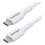 StarTech.com 2 m (6,6 pēdu) balts USB-C uzlādes kabelis, USB C kabelis, USB 2.0 Type-C klēpjdatora lādētāja vads, 60 W 3 A strāvas padeve, TPE apvalks, USB-C datu pārraides kabelis, vīr./vīr.