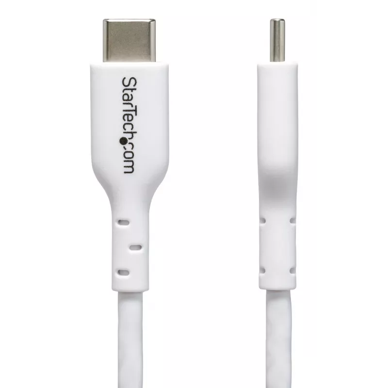 StarTech.com 2 m (6,6 pēdu) balts USB-C uzlādes kabelis, USB C kabelis, USB 2.0 Type-C klēpjdatora lādētāja vads, 60 W 3 A strāvas padeve, TPE apvalks, USB-C datu pārraides kabelis, vīr./vīr.