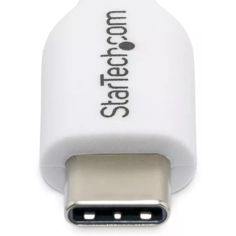 StarTech.com 2 m (6,6 pēdu) balts USB-C uzlādes kabelis, USB C kabelis, USB 2.0 Type-C klēpjdatora lādētāja vads, 60 W 3 A strāvas padeve, TPE apvalks, USB-C datu pārraides kabelis, vīr./vīr.