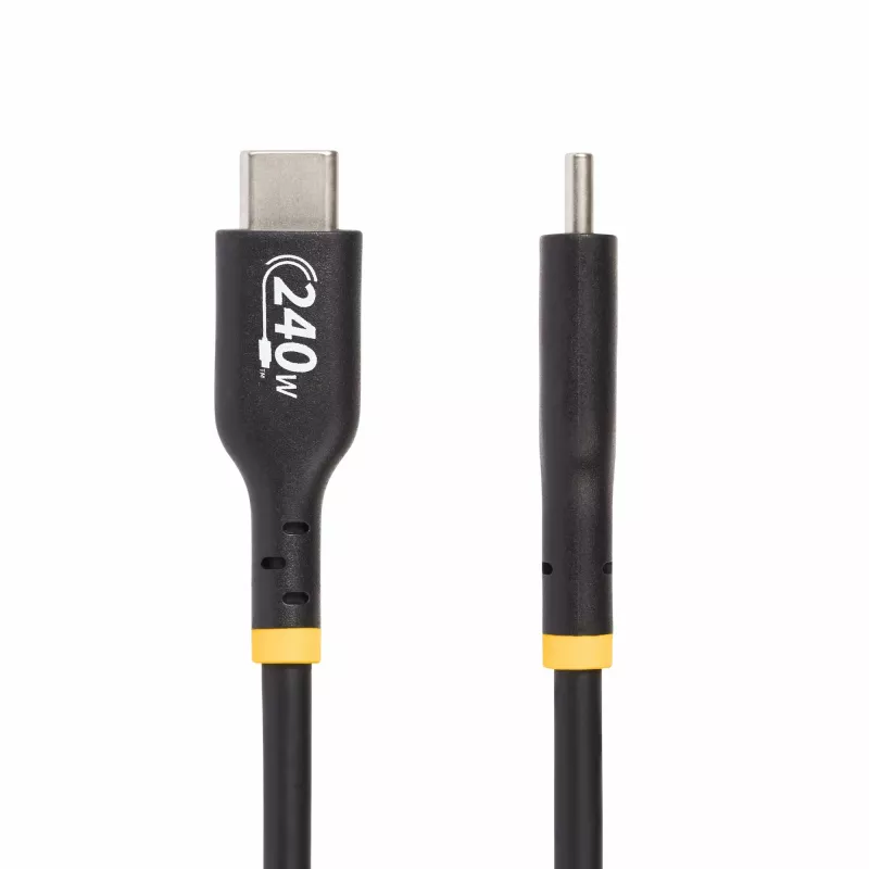 StarTech.com 2 m USB-C uzlādes kabelis, USB-IF sertificēts USB C kabelis, 240 W PD EPR, USB 2.0 Type-C klēpjdatora lādētāja vads, USB-C datu pārsūtīšanas kabelis, TPE apvalks, vīr./vīr.