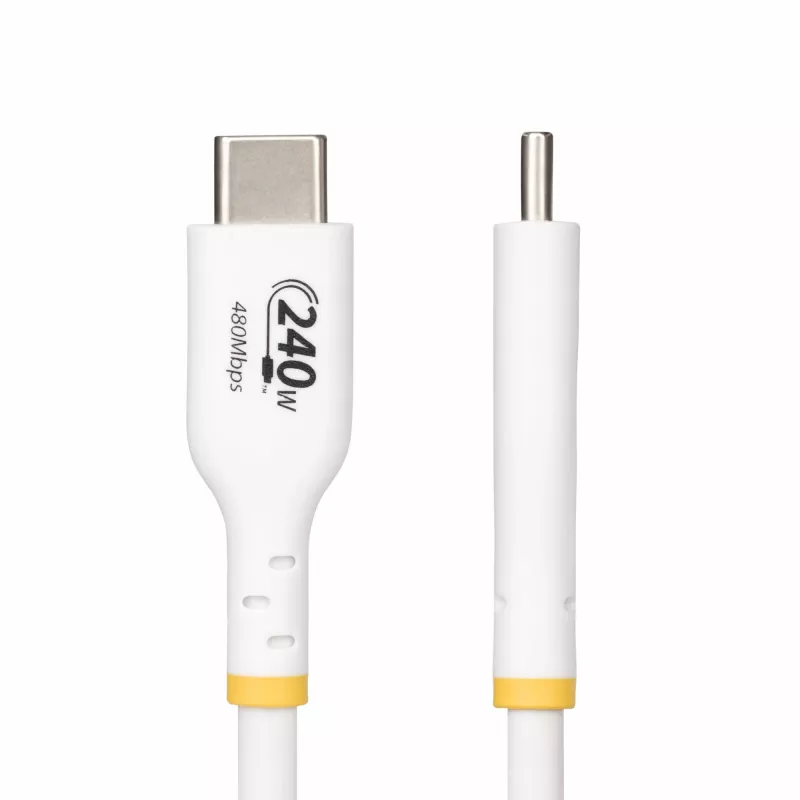 StarTech.com 3m balts USB-C uzlādes kabelis, USB-IF sertificēts USB C kabelis, 240W PD EPR, USB 2.0 Type-C klēpjdatora lādēšanas vads, USB-C datu pārraides kabelis, TPE apvalks