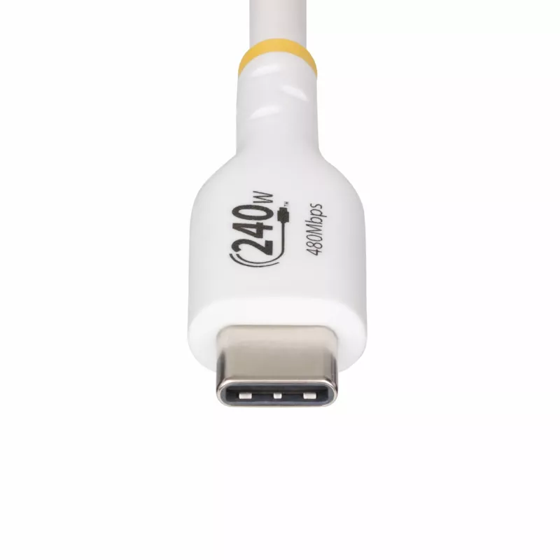 StarTech.com 3m balts USB-C uzlādes kabelis, USB-IF sertificēts USB C kabelis, 240W PD EPR, USB 2.0 Type-C klēpjdatora lādēšanas vads, USB-C datu pārraides kabelis, TPE apvalks