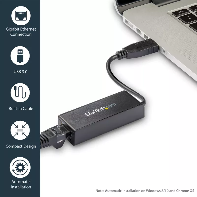 StarTech.com USB 3.0 uz Gigabit Ethernet tīkla adapteris, 10/100/1000 Mb/s, USB uz RJ45, USB 3.0 uz LAN adapteris, USB 3.0 Ethernet adapteris (GbE), TAA atbilstošs