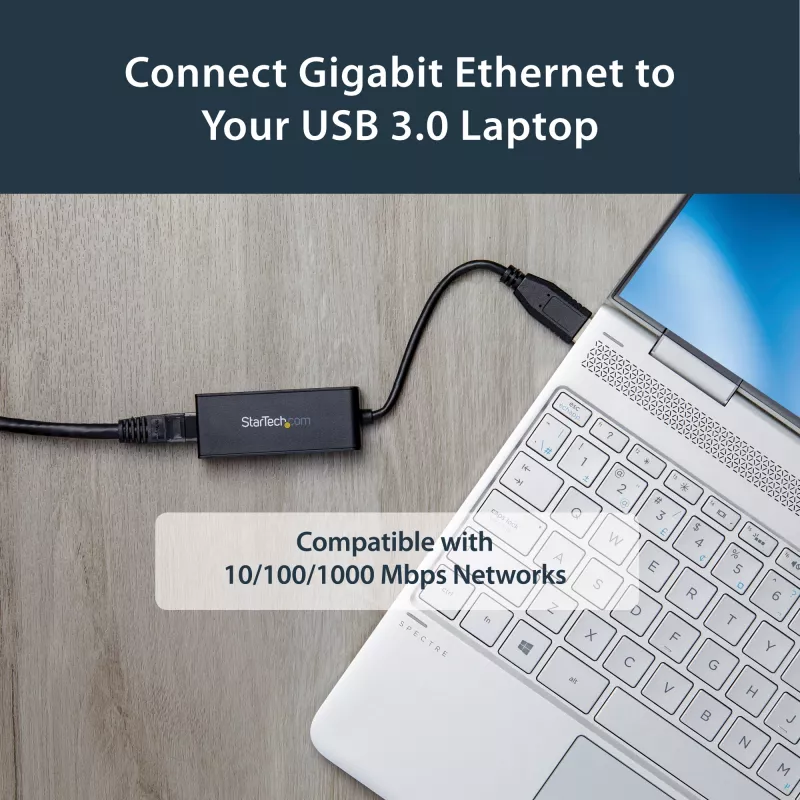 StarTech.com USB 3.0 uz Gigabit Ethernet tīkla adapteris, 10/100/1000 Mb/s, USB uz RJ45, USB 3.0 uz LAN adapteris, USB 3.0 Ethernet adapteris (GbE), TAA atbilstošs