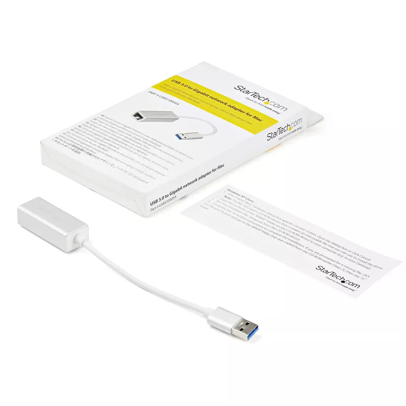 StarTech.com USB 3.0 uz Gigabit tīkla adapteris - Sudraba, Vadu, USB, Ethernet, 2000 Mbit/s, Sudraba