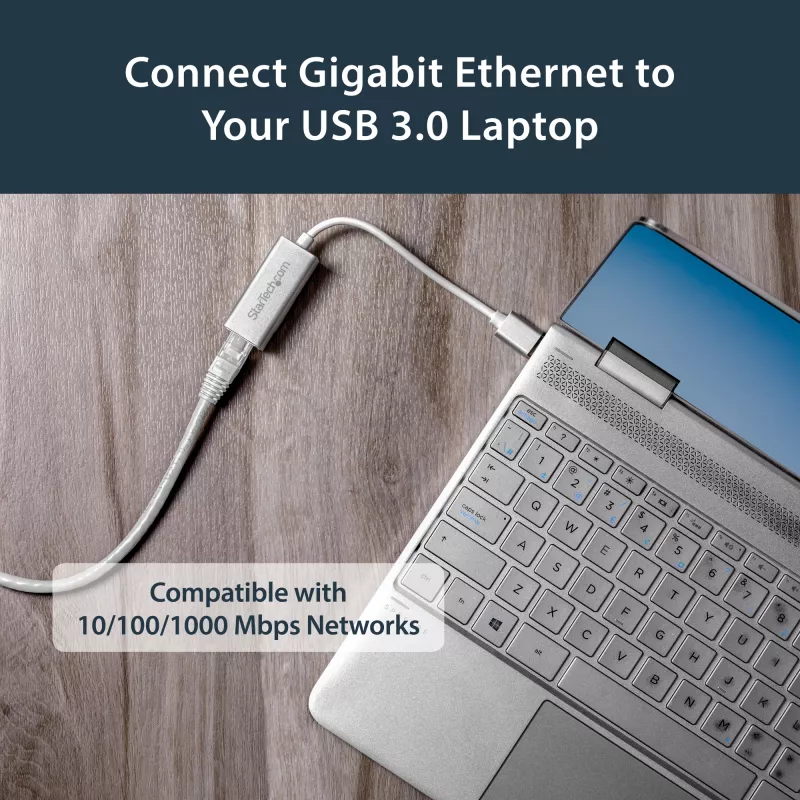 StarTech.com USB 3.0 uz Gigabit tīkla adapteris - Sudraba, Vadu, USB, Ethernet, 2000 Mbit/s, Sudraba