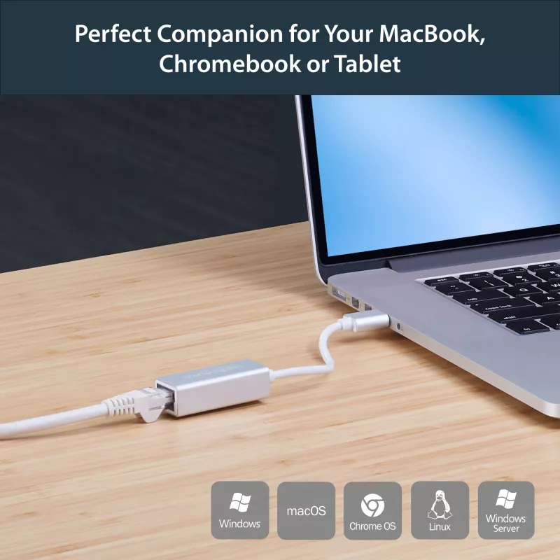 StarTech.com USB 3.0 uz Gigabit tīkla adapteris - Sudraba, Vadu, USB, Ethernet, 2000 Mbit/s, Sudraba