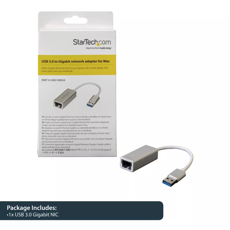 StarTech.com USB 3.0 uz Gigabit tīkla adapteris - Sudraba, Vadu, USB, Ethernet, 2000 Mbit/s, Sudraba