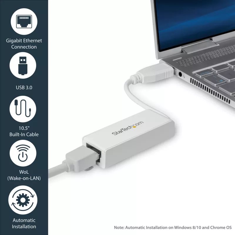 StarTech.com USB 3.0 uz Gigabit Ethernet tīkla adapteris, 10/100/1000 Mbps, USB uz RJ45, USB 3.0 uz LAN adapteris, USB 3.0 Ethernet adapteris (GbE), TAA atbilstīgs