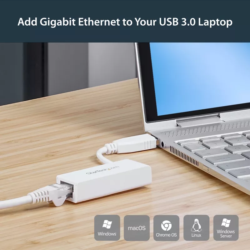 StarTech.com USB 3.0 uz Gigabit Ethernet tīkla adapteris, 10/100/1000 Mbps, USB uz RJ45, USB 3.0 uz LAN adapteris, USB 3.0 Ethernet adapteris (GbE), TAA atbilstīgs