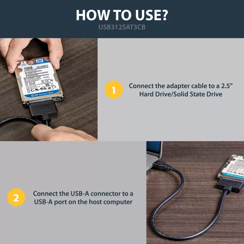 StarTech.com USB 3.1 uz 2,5 collu SATA cietā diska adapteris - USB 3.1 Gen 2 10 Gbps ar UASP ārējais HDD/SSD diska pārveidotājs