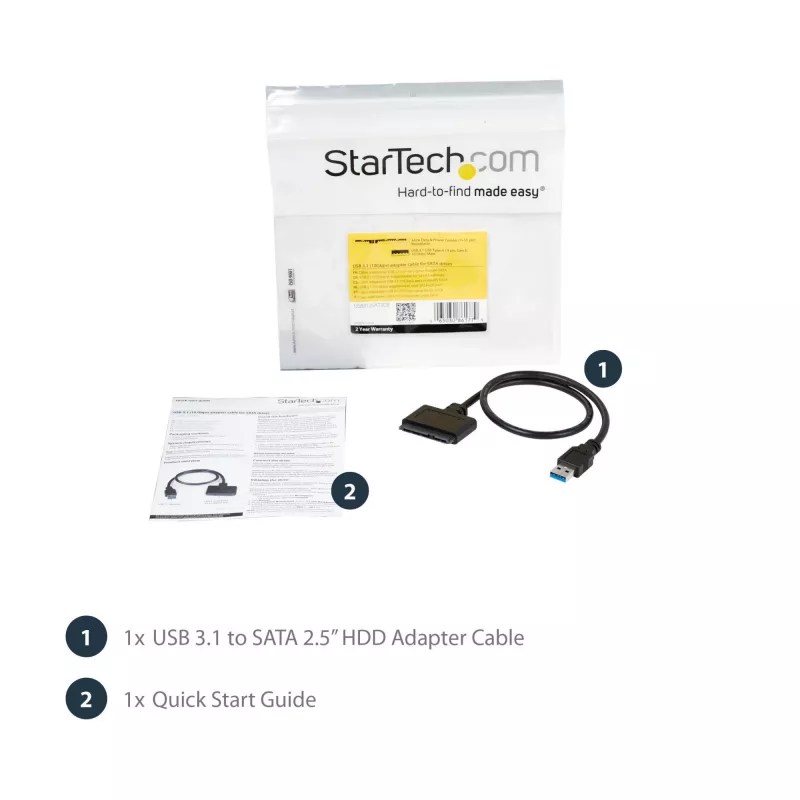 StarTech.com USB 3.1 uz 2,5 collu SATA cietā diska adapteris - USB 3.1 Gen 2 10 Gbps ar UASP ārējais HDD/SSD diska pārveidotājs