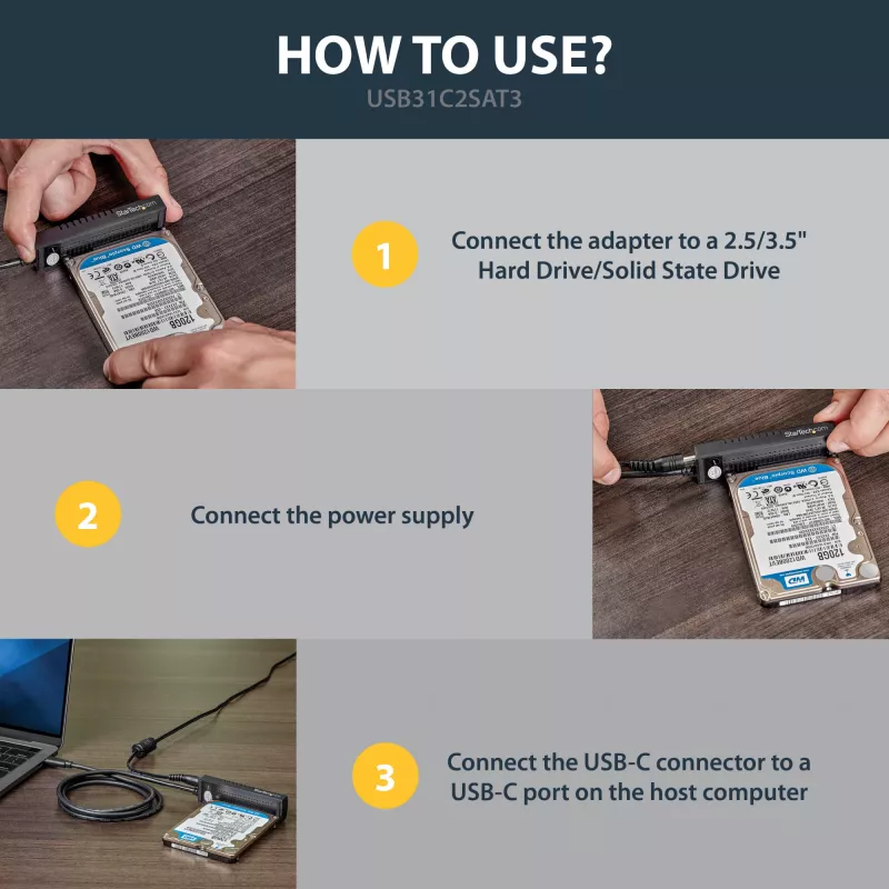 StarTech.com USB 3.1 (10 Gbps) adaptera kabelis 2,5”/3,5” SATA diskdziņiem - USB-C