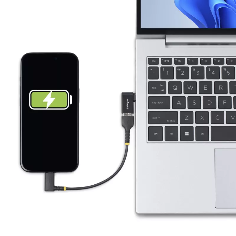 StarTech.com USB-C uz USB-A adapteris ar leņķi, USB 5 Gbps, kompakts USB-C vīr. uz USB-A siev. adapteris, metāla korpuss, V/S