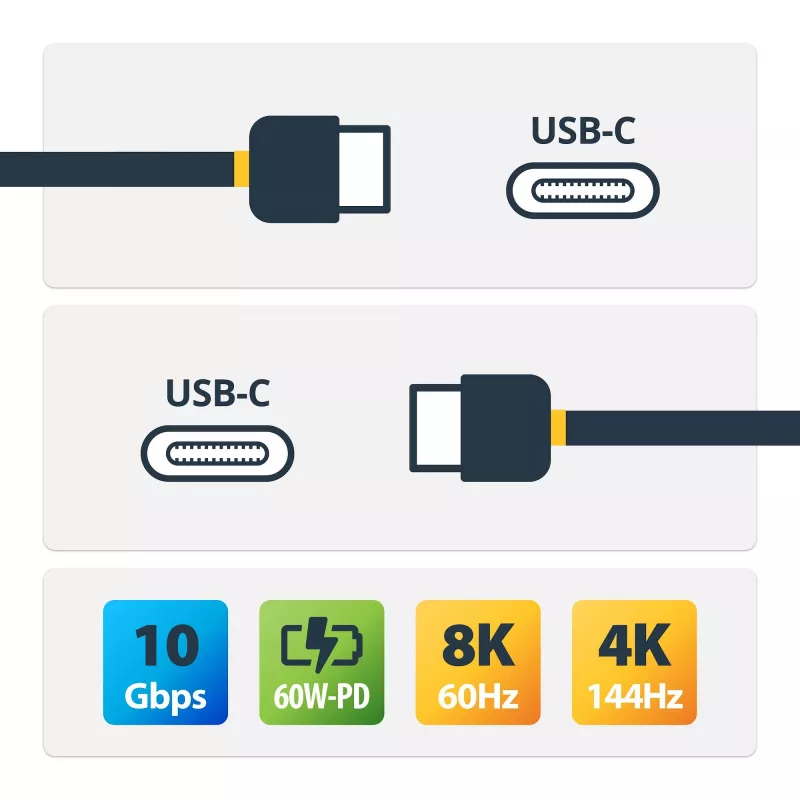 StarTech.com USB-C kabelis - M/M - 1m (3ft) - USB 3.1 (10Gbps) - USB-IF sertificēts