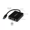 StarTech.com USB 3.0 uz divu portu Gigabit Ethernet adapteris NIC ar USB portu