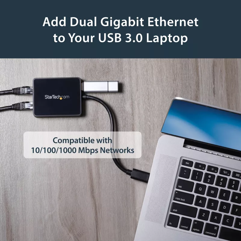 StarTech.com USB 3.0 uz divu portu Gigabit Ethernet adapteris NIC ar USB portu