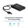 StarTech.com USB 3.0 uz diviem DisplayPort adapteriem - 4K 60Hz, 3.2 Gen 1 (3.1 Gen 1), USB Type-A, DisplayPort izeja, 4096 x 2160 pikseļi