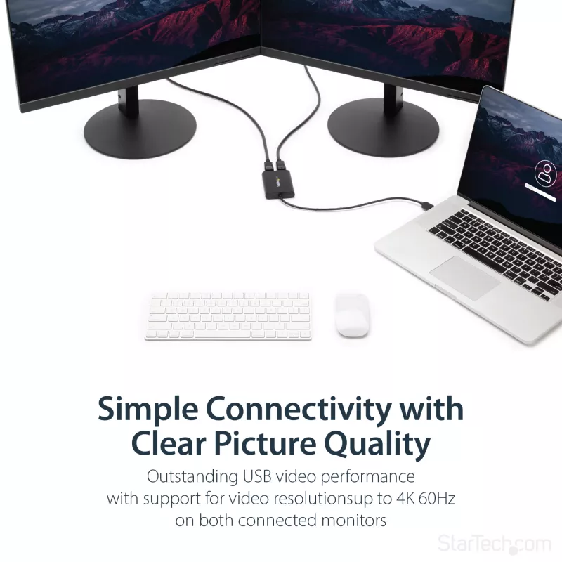 StarTech.com USB 3.0 uz diviem DisplayPort adapteriem - 4K 60Hz, 3.2 Gen 1 (3.1 Gen 1), USB Type-A, DisplayPort izeja, 4096 x 2160 pikseļi