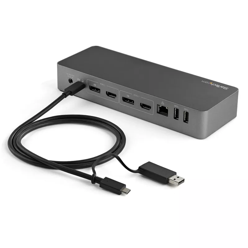 StarTech.com 0,91 m USB-C kabelis ar USB-A adaptera sargspraudni - hibrīda 2-in-1 USB-C kabelis ar USB-A - USB-C uz USB-C (10 Gbps/100 W PD), USB-A uz USB-C (5 Gbps) - ideāli piemērots hibrīdai dokstacijai