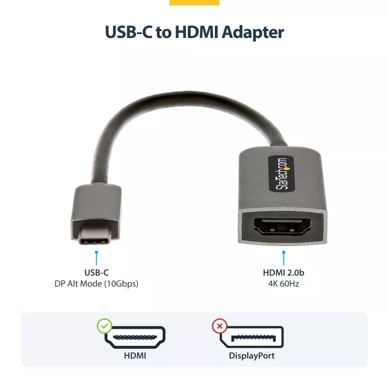 StarTech.com USB-C–HDMI adapteris, 4K 60Hz video, HDR10, USB-C–HDMI monitorspēļu pārveidotājs, USB4/Thunderbolt saderīgs