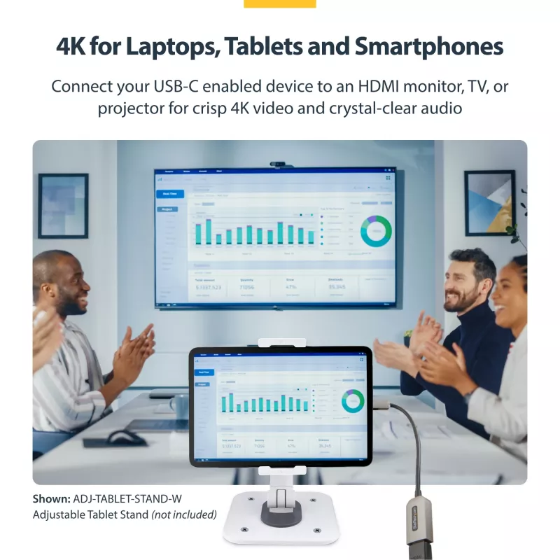 StarTech.com USB-C–HDMI adapteris, 4K 60Hz video, HDR10, USB-C–HDMI monitorspēļu pārveidotājs, USB4/Thunderbolt saderīgs