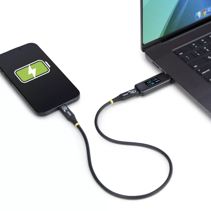 StarTech.com USB-C Strāvas Testeris, Digitālais Multimetrs, Divvirzienu Sprieguma un Strāvas Mērītājs, līdz 240 W PD EPR, Pārnēsājams USB-C Kabeļa un Pieslēgvietas Strāvas Mērītāja Testeris