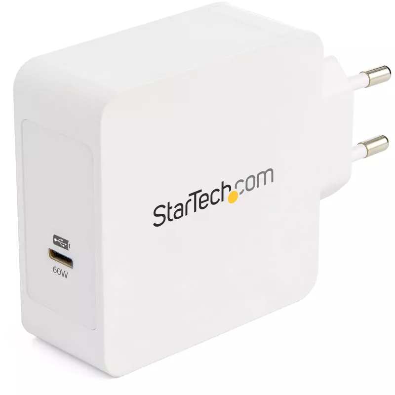 StarTech.com USB C sienas lādētājs - USB C klēpjdatora lādētājs 60W PD - 6 pēdu/2m kabelis - universāls kompakts Type C strāvas adapteris - Dell XPS/Lenovo X1 Carbon/HP EliteBook/MacBook - USB IF/CE sertificēts