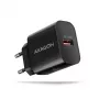 Axagon ACU-QC18 QC 3.0 1× OUTPUT sienas lādētājs 18W, iekštelpām, maiņstrāva, melns