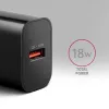 Axagon ACU-QC18 QC 3.0 1× OUTPUT sienas lādētājs 18W, iekštelpām, maiņstrāva, melns