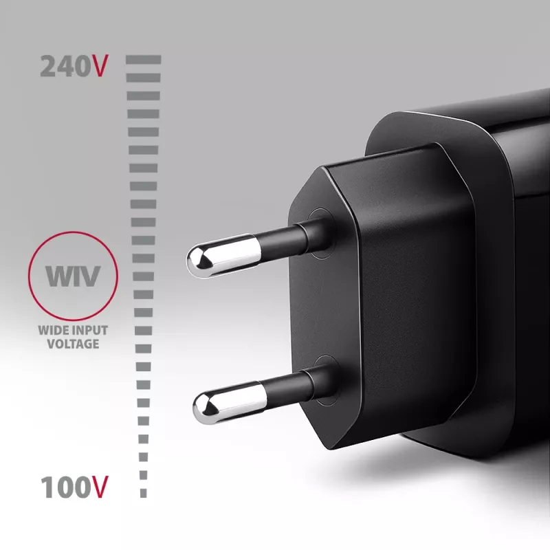 Axagon ACU-QC18 QC 3.0 1× OUTPUT sienas lādētājs 18W, iekštelpām, maiņstrāva, melns