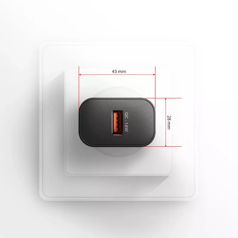 Axagon ACU-QC18 QC 3.0 1× OUTPUT sienas lādētājs 18W, iekštelpām, maiņstrāva, melns