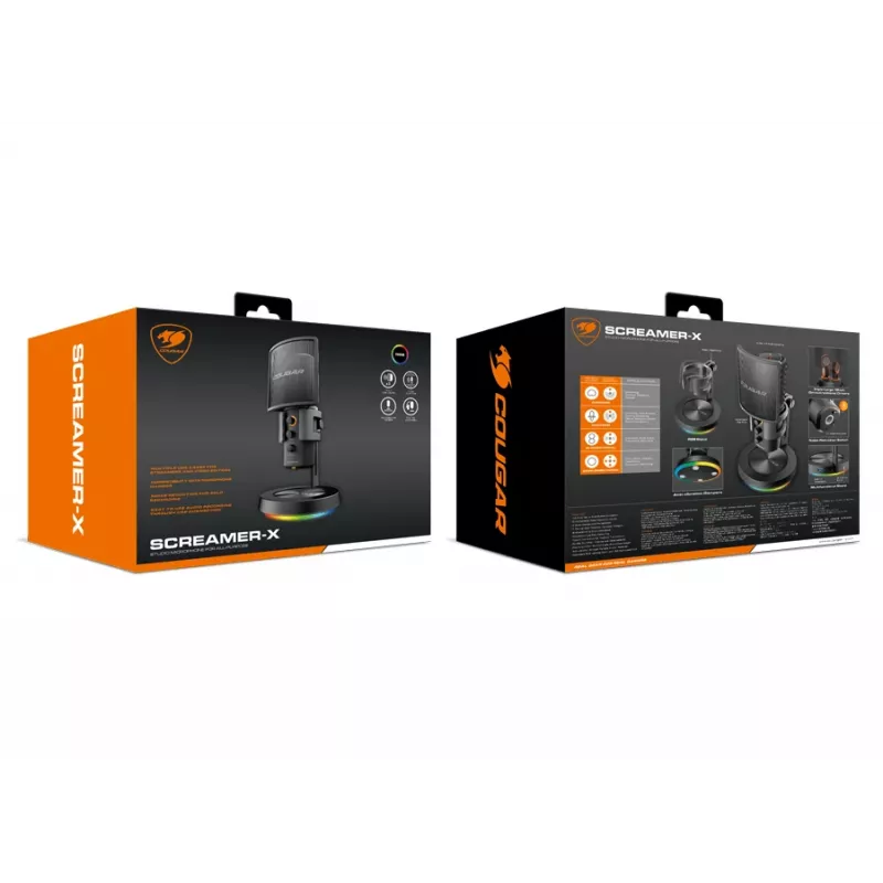 COUGAR studijas mikrofons Screamer-X, Studijas mikrofons, -45 dB, 20 - 20000 Hz, 16 bit, 48 kHz, 120 dB