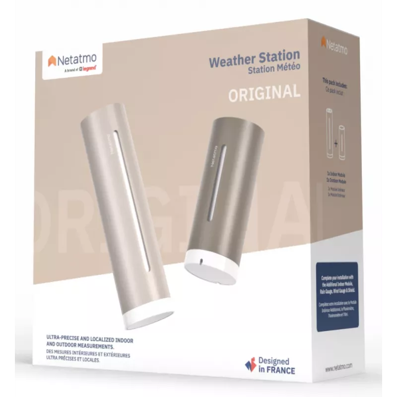 Netatmo NWS-S-EC digitālā laika stacija brūnā krāsā ar Wi-Fi